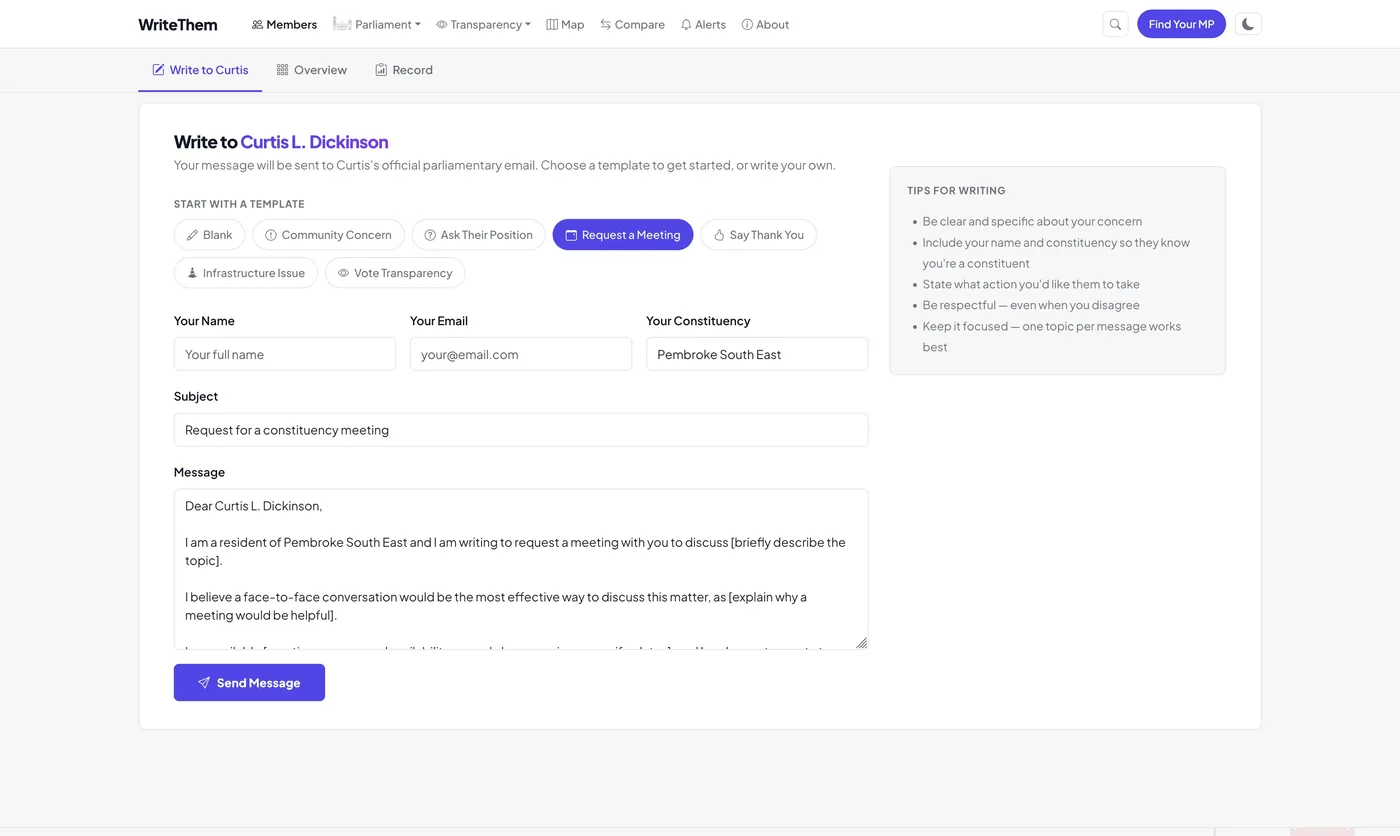 writethem.bm - how it works