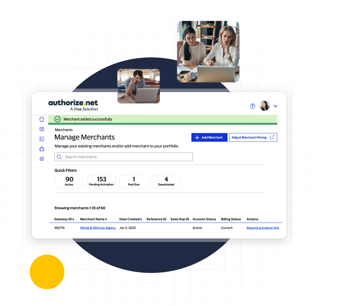 Authorize.net merchant management dashboard