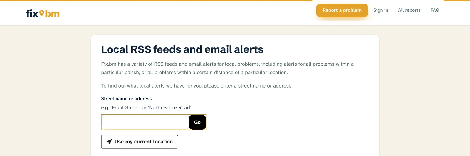Local alerts: RSS feeds and email alerts for a street, a parish or a distance around an address