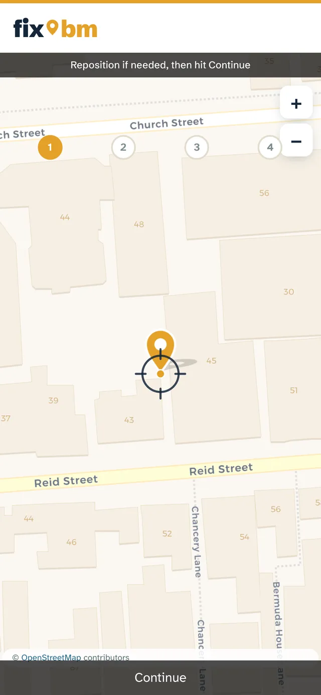 Placing the pin on a phone, on Church Street and Reid Street in Hamilton