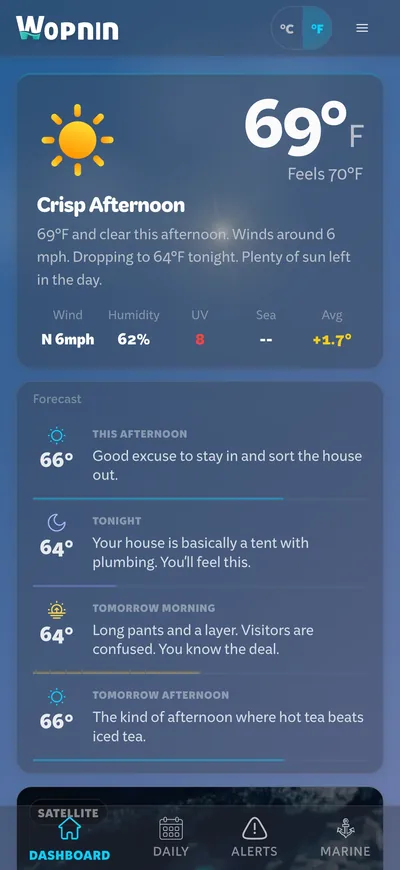 Wopnin live weather - mobile