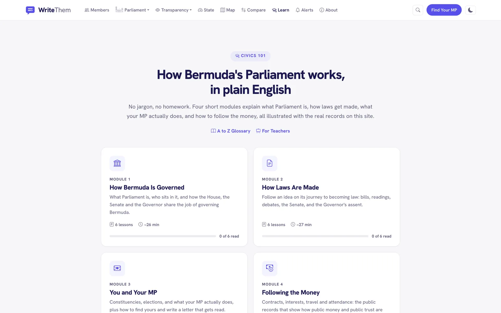 Learn: how Bermuda's Parliament works, in plain English, in four short modules